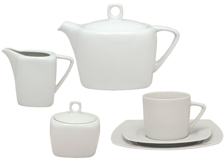 Чайный сервиз Тетра, белый фарфор, 15 предметов, печать логотипа и изображений - деколь.