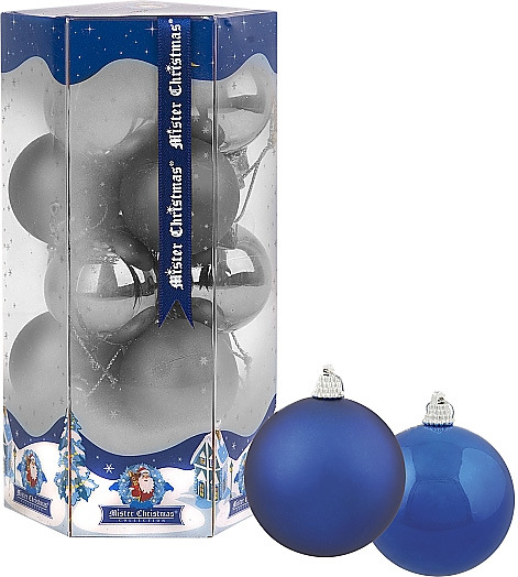 Набор синих ёлочных шариков из 15 штук в подарочной коробке. В наборе глянцевые и матовые синие шарики. Диаметр ёлочных шариков - 40 мм. Печать логотипа на ёлочных шариках - тампопечать.