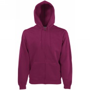 620340.41 Мужская толстовка на молнии с капюшоном Fruit of the Loom Premium Hooded Sweat Jacket, цвет - бордовый. 620340.41 Мужская толстовка на молнии с капюшоном Fruit of the Loom Premium Hooded Sweat Jacket, цвет - бордовый, плотность - 280 гр., 70% хлопок / 30 % полиэстер. Толстовка с узкой закрытой застёжкой-молнией. Двойной капюшон с плоским вытяжным шнурком в тон изделия. Два передних кармана "кенгуру". Талия и манжеты с окантовкой в рубчик, выполненной из хлопка/эластана для сохранения формы.