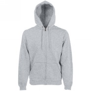 620340.94 Мужская толстовка на молнии с капюшоном Fruit of the Loom Premium Hooded Sweat Jacket, цвет - серый меланж. 620340.94 Мужская толстовка на молнии с капюшоном Fruit of the Loom Premium Hooded Sweat Jacket, цвет - серый меланж, плотность - 280 гр., 70% хлопок / 30 % полиэстер. Толстовка с узкой закрытой застёжкой-молнией. Двойной капюшон с плоским вытяжным шнурком в тон изделия. Два передних кармана "кенгуру". Талия и манжеты с окантовкой в рубчик, выполненной из хлопка/эластана для сохранения формы.