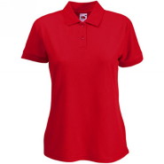 632120.40 Женская рубашка поло Fruit of the Loom Lady-Fit Polo, цвет - красный. 632120.40 Женская рубашка поло Fruit of the Loom Lady-Fit Polo, цвет - красный, 65% полиэстер, 35% хлопок, плотность - 180 гр. Приталенная модель с нижними боковыми разрезами. Женская рубашка поло Lady-Fit Polo выкроена из трикотажного полотна с боковыми швами, короткие рукава, планка с двумя пуговицами в тон рубашки.