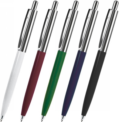 Шариковая ручка под нанесение логотипа B1 Business. Шариковая ручка с цветным пластиковым корпусом и кнопочным механизмом, верхняя часть ручки – полуглянцевый метал серебристого цвета, блестящие клип и кнопка.
