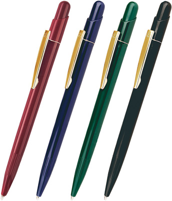Шариковая ручка под нанесение логотипа Lecce Pen 12849 MIR. Шариковая ручка с цветным пластиковым глянцевым корпусом и кнопкой, металлическим клипом золотистого цвета.