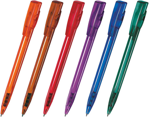 Шариковая ручка под нанесение логотипа Lecce Pen 393 KIKI LX. Шариковая ручка с прозрачным блестящим цветным корпусом и клипом-кнопкой.