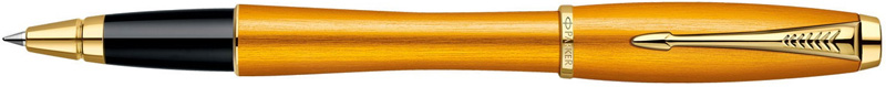 1892653. Роллер Parker URBAN PREMIUM Mandarin Yellow. Роллер Паркер со съёмным колпачком, шикарная отделка роллера - анодированный алюминиевый корпус золотисто-мандаринового цвета с вертикальной текстурированной обработкой, детали дизайна золотого цвета, съёмный колпачок.