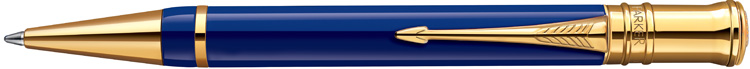 1907186. Шариковая ручка Parker DUOFOLD Lapis Lazuli GT. Шариковая ручка Паркер из элегантной синей смолы с поворотным механизмом, позолоченные детали дизайна.
