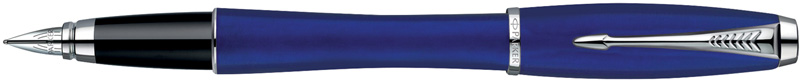 S0850790. Перьевая ручка Parker URBAN Bay City Blue. Перьевая ручка Паркер с пером из сверхпрочной нержавеющей стали, корпус покрыт синим блестящим лаком, хромированные детали дизайна, съёмный колпачок.