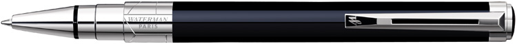 S0830760. Шариковая ручка Waterman Perspective Black CT. Шариковая ручка Ватерман с поворотным механизмом выдвижения стержня, блестящий чёрный корпус, детали дизайна с палладиевым покрытием.
